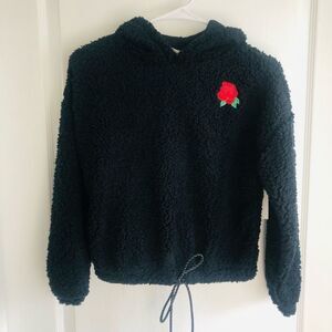 Brand New Planet Gold Black‎ Fleece Hoodie With Flower Print Size XS